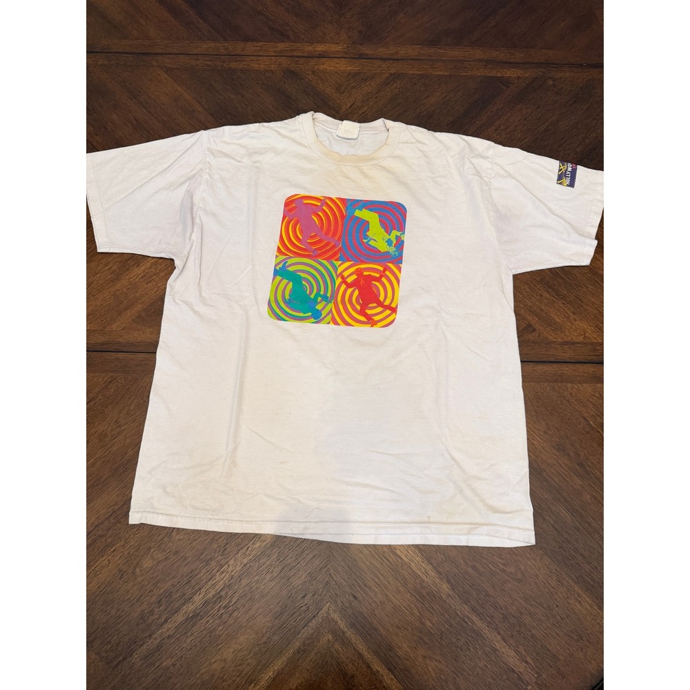 Vintage Jerzees Hollywood Video Pop Art Graphic T-Shirt White XL Retro 90s